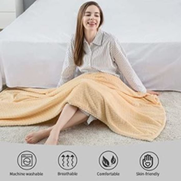 NEW Cozy Soft BEIGE TAN Fleece Throw Blankets, Warm Plush Large Plush - Picture 2 of 5